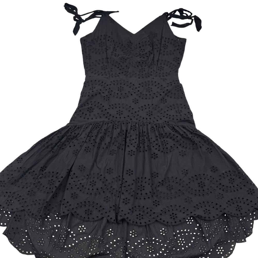 Venus Cotton Eyelet Hi-Lo Hem Tie Straps Ruffle Dress Women's Size 6
